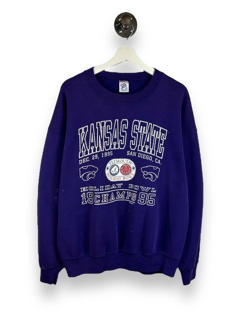 Vintage 1995 Kansas State Wildcats NCAA Holiday Bowl Champs Sweatshirt Size XL