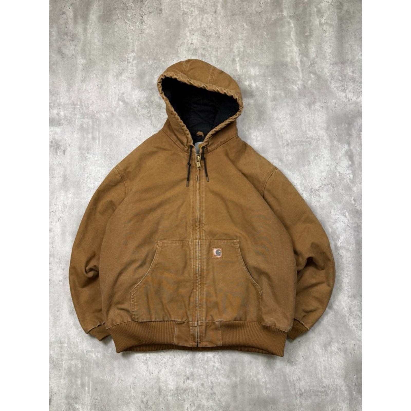 Vintage Carhartt Insulated Canvas Workwear Hooded Active Jacket Size XL J130 BRN