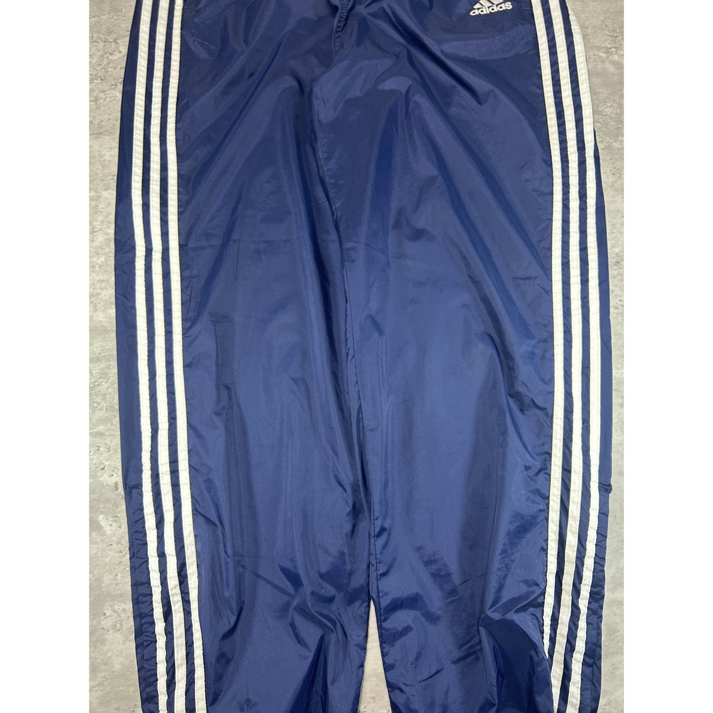 Vintage 90s Adidas Embroidered Logo Three Stripe Nylon Track Pants Size XL