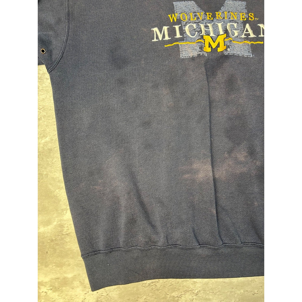 Vintage 90s Michigan Wolverines NCAA Embroidered Spellout Sweatshirt Size 2XL
