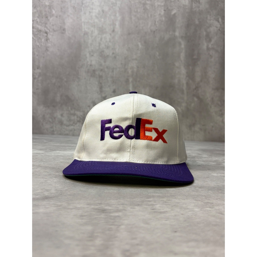 Vintage 90s FedEx Embroidered Logo Two Tone Snapback Hat OSFA