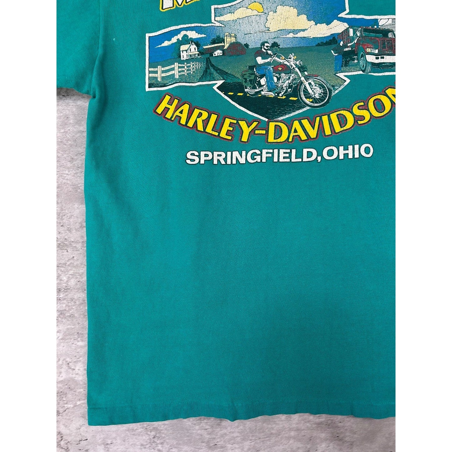 Vintage 90s Harley Davidson Floral Classic Logo Graphic 1/4 Button T-Shirt Sz L