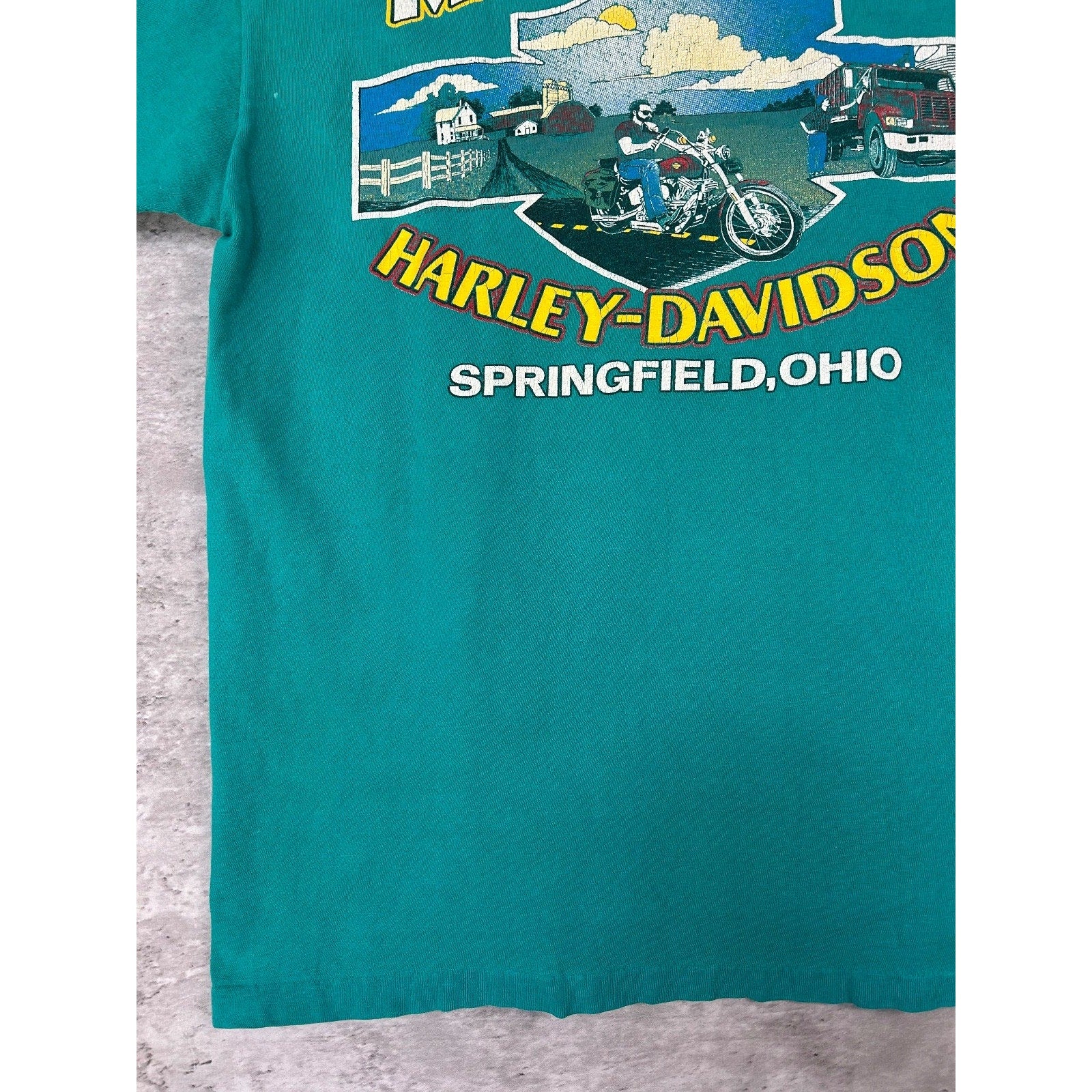 Vintage 90s Harley Davidson Floral Classic Logo Graphic 1/4 Button T-Shirt Sz L