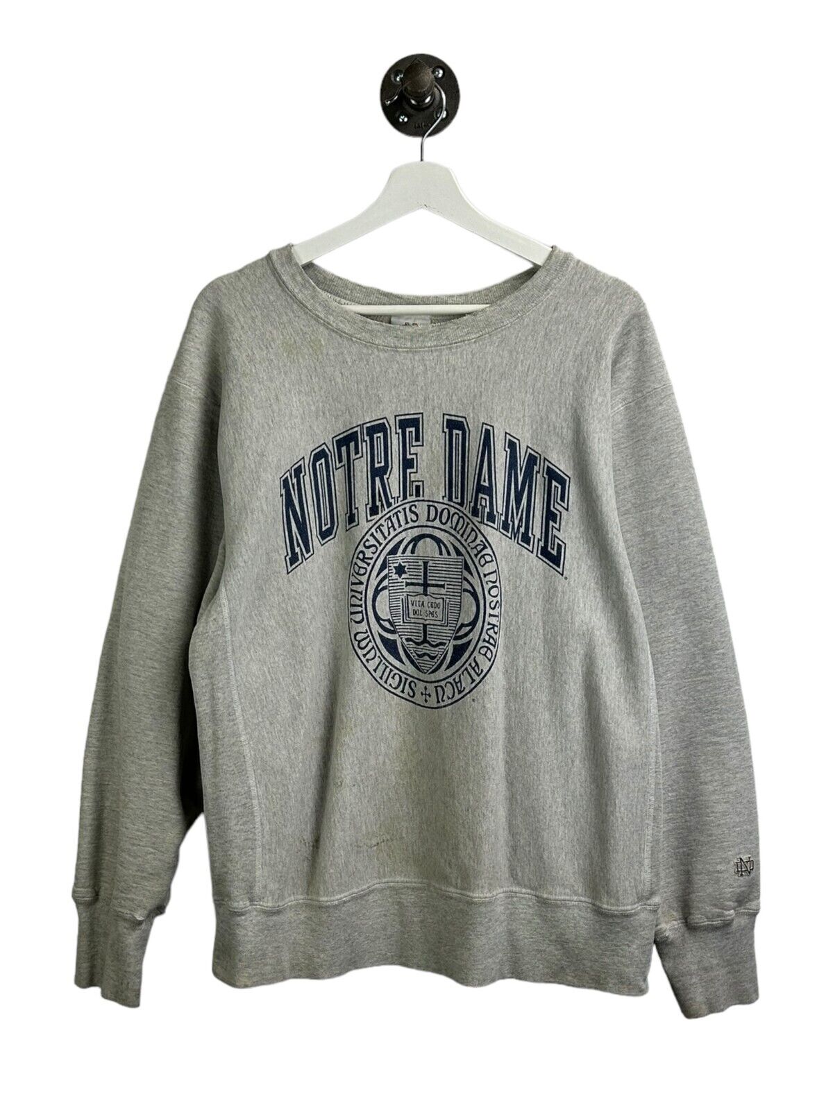 Vintage 90s University of Notre Dame Spellout Crest Sweatshirt Size Large