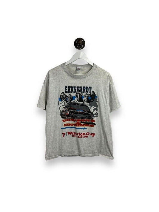 Vintage 90s Dale Earnhardt #3 Cowboys & Engines Graphic Racing T-Shirt Sz Large