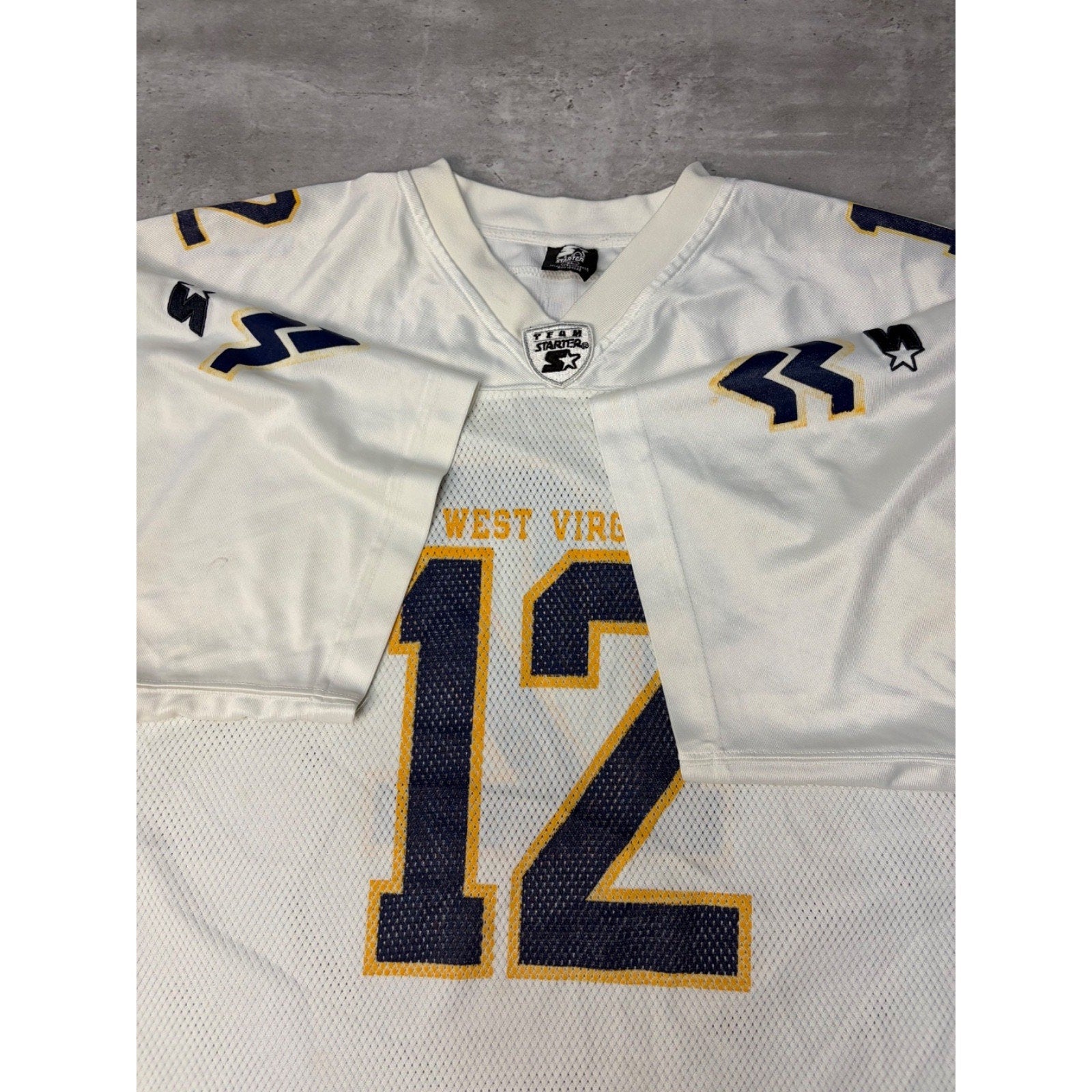 Vintage West Virginia Mountaineers #12 NCAA Starter Football Jersey Size XL