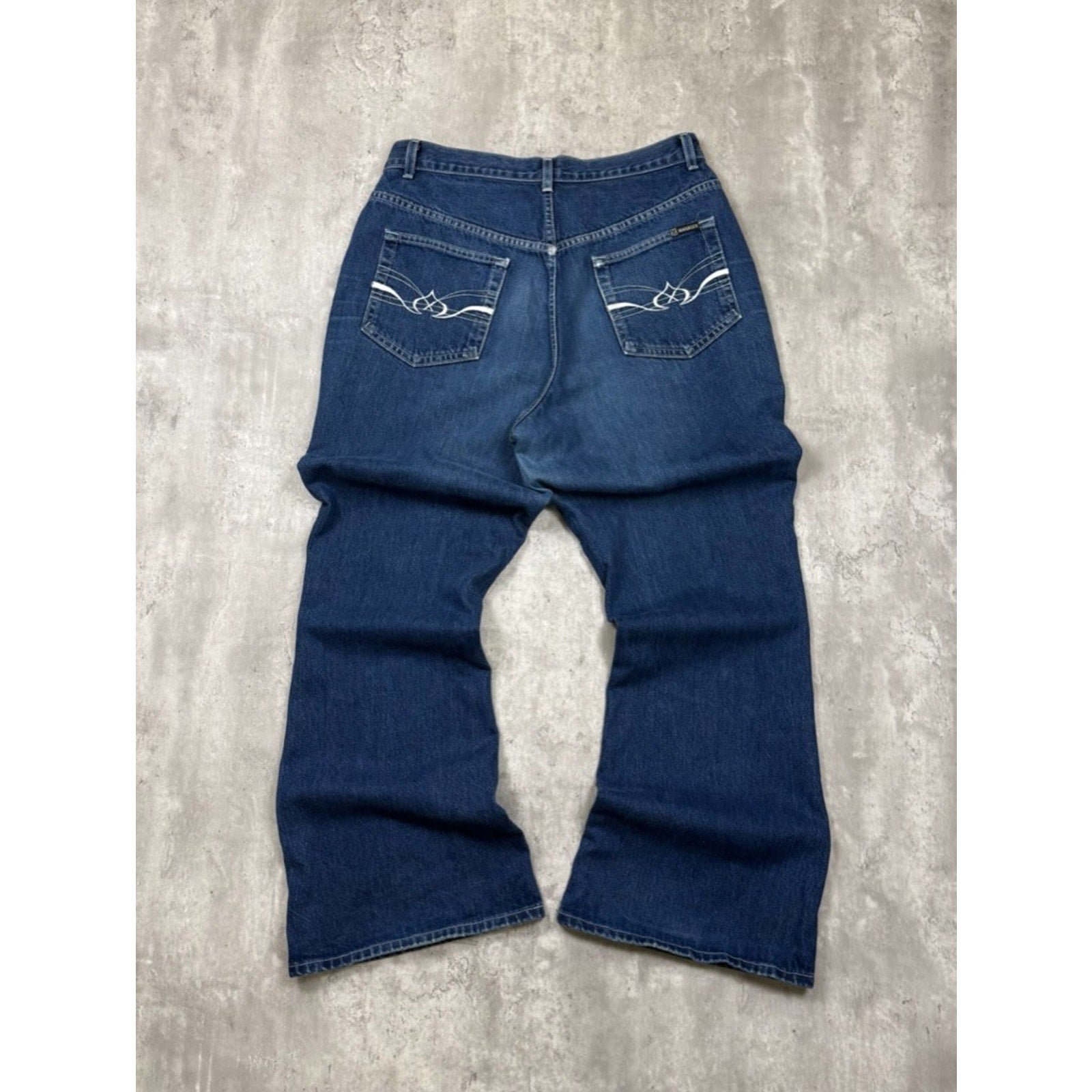 Vintage Y2K Womens X Manager Embroidered Medium Wash Denim Flare Pants Size 33