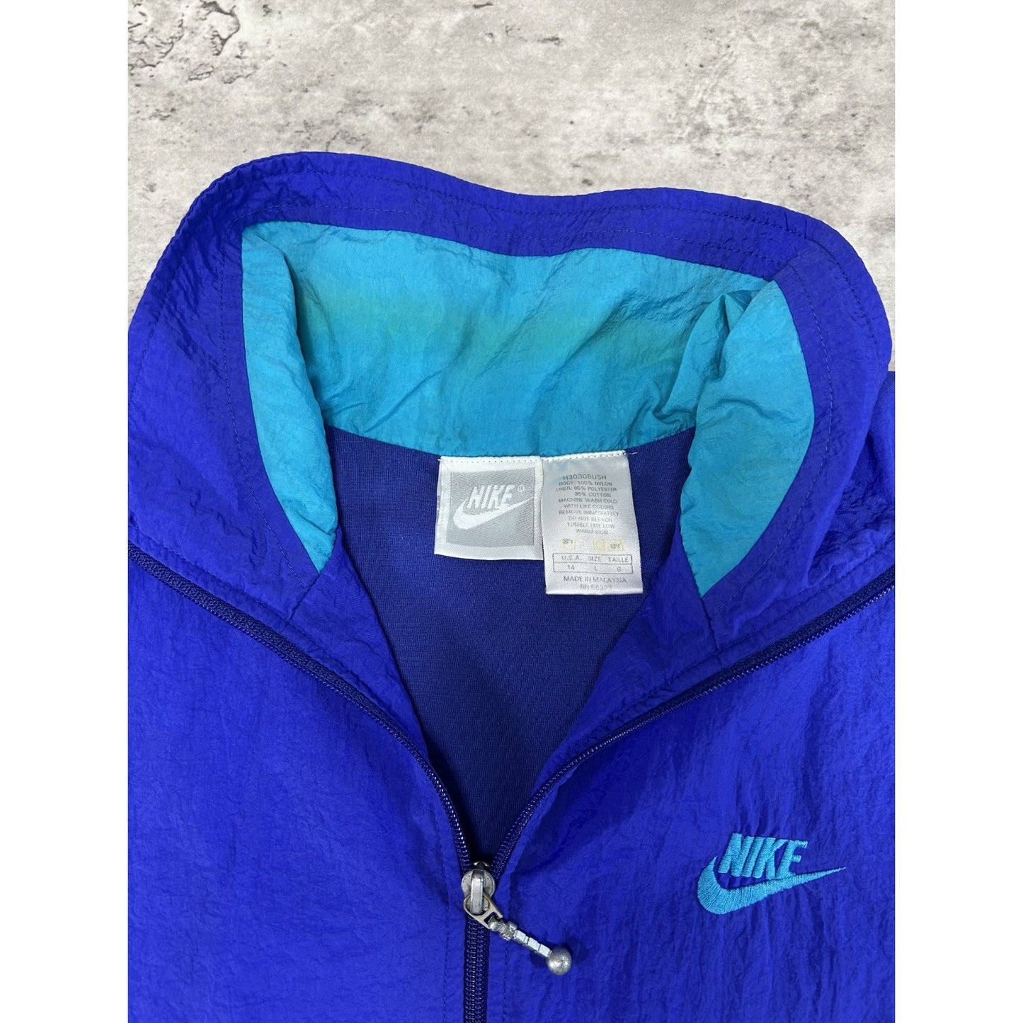 Vintage 80s/90s Nike Embroidered Logo Full Zip Windbreaker Jacket Size Large