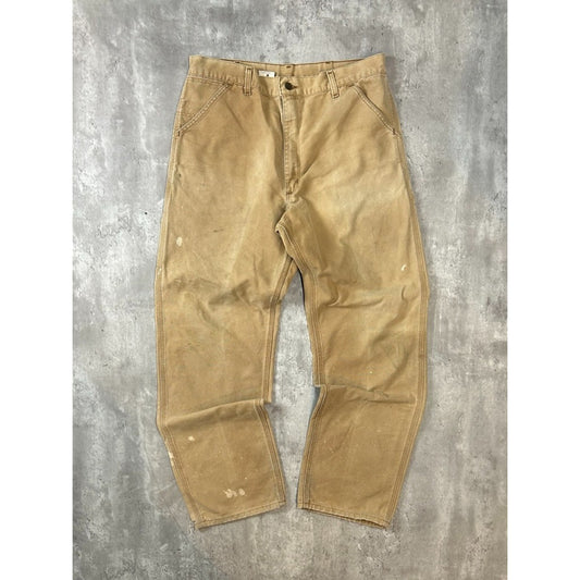 Vintage 90s Carhartt Canvas Workwear Carpenter Pants Size 37 Beige