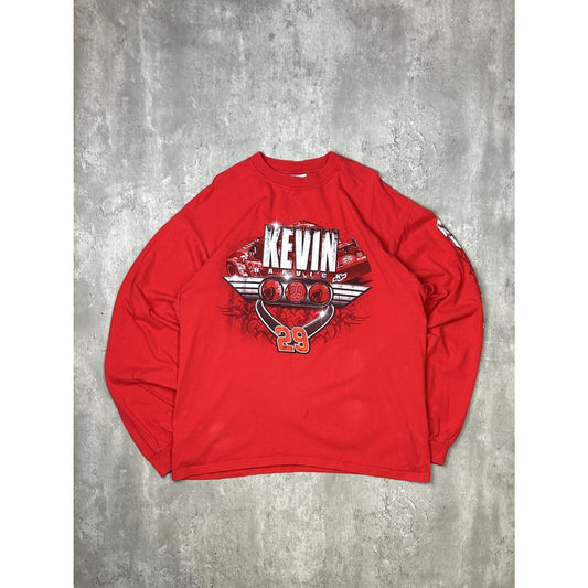 Kevin Harvick #29 Nascar Graphic Spell Out Long Sleeve T-Shirt Size XL Red