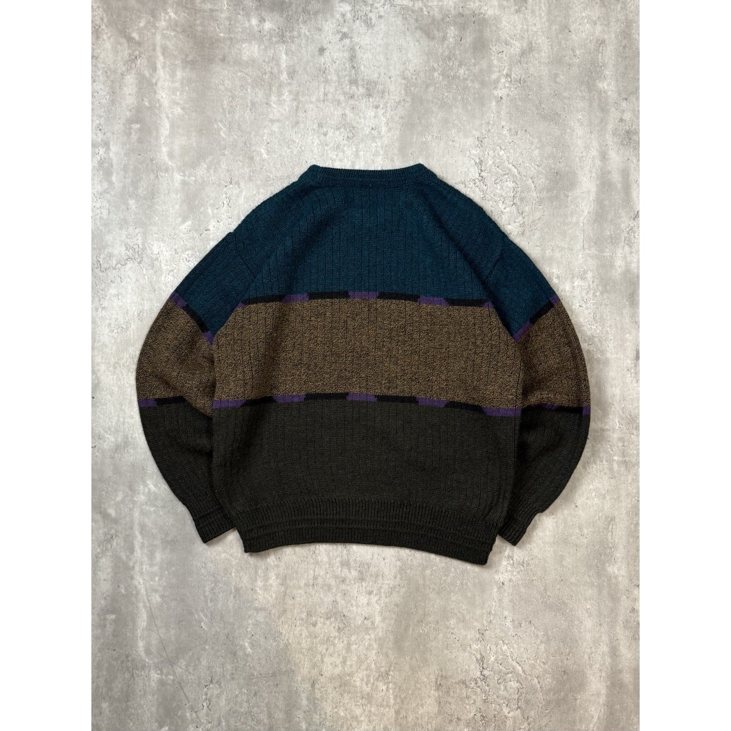 Vintage 90s Jantzen Abstract Print Striped Pullover Knit Sweater Size Medium