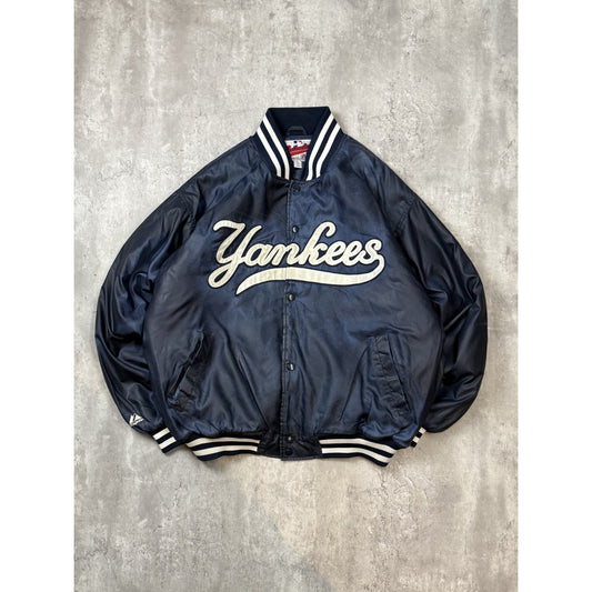 Vintage 90s New York Yankees MLB Embroidered Spellout Bomber Jacket Size XL