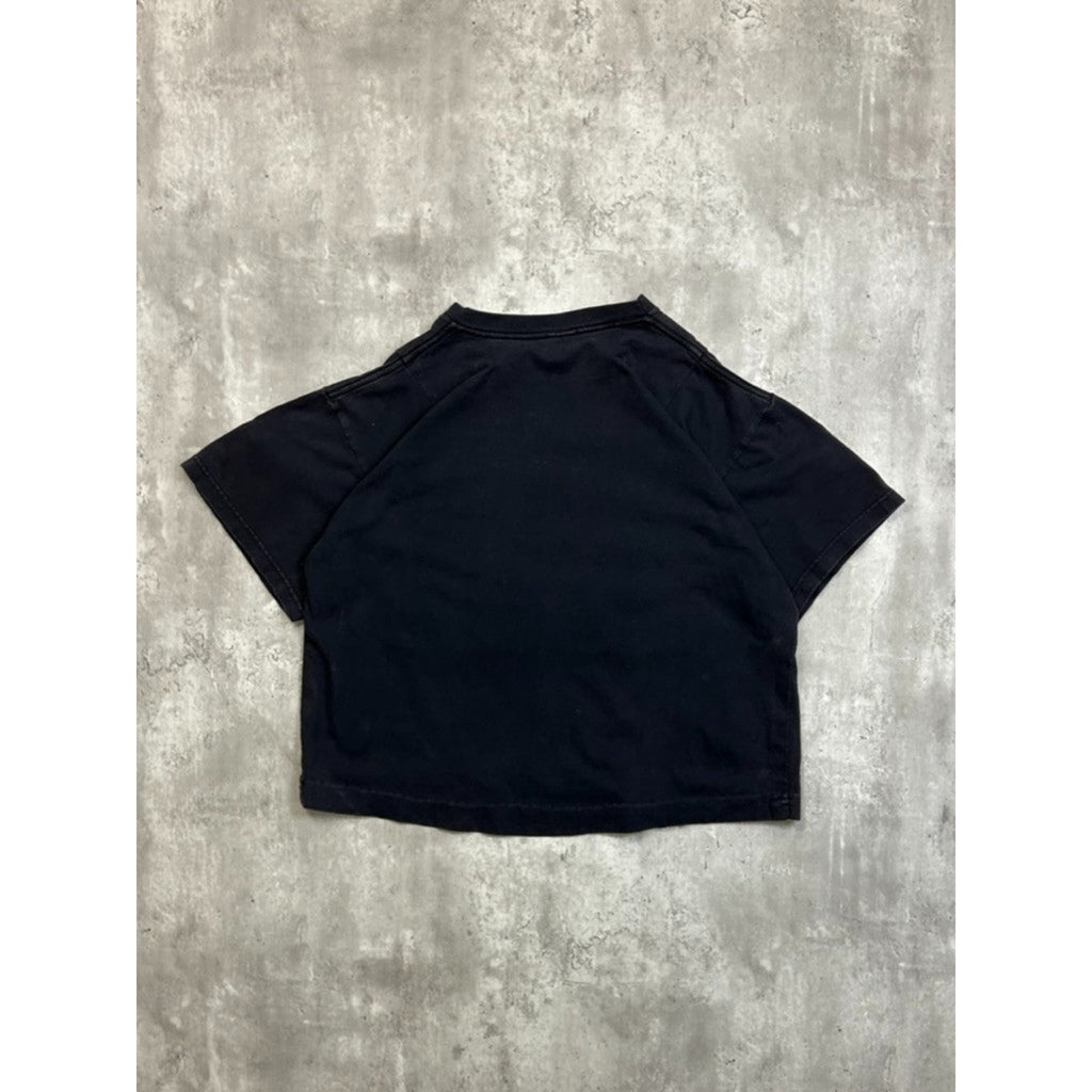 Vintage 90s Painted Flower Nature Art Graphic Black T-Shirt Size XL