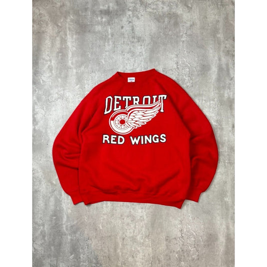 Vintage 80s Detroit Red Wings NHL Starter Spellout Graphic Sweatshirt Size Large