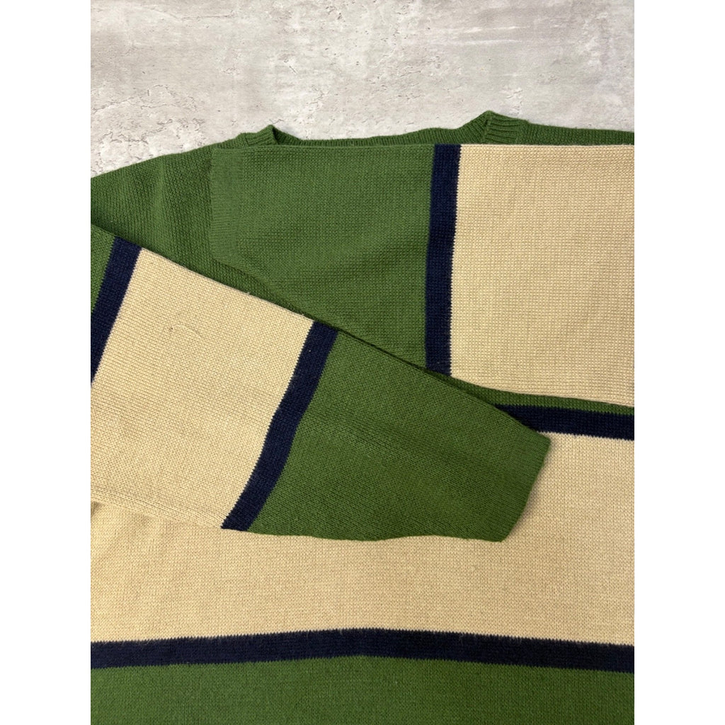 Vintage 90s Domani Striped Pullover Ribbed Knit Sweater Size Medium