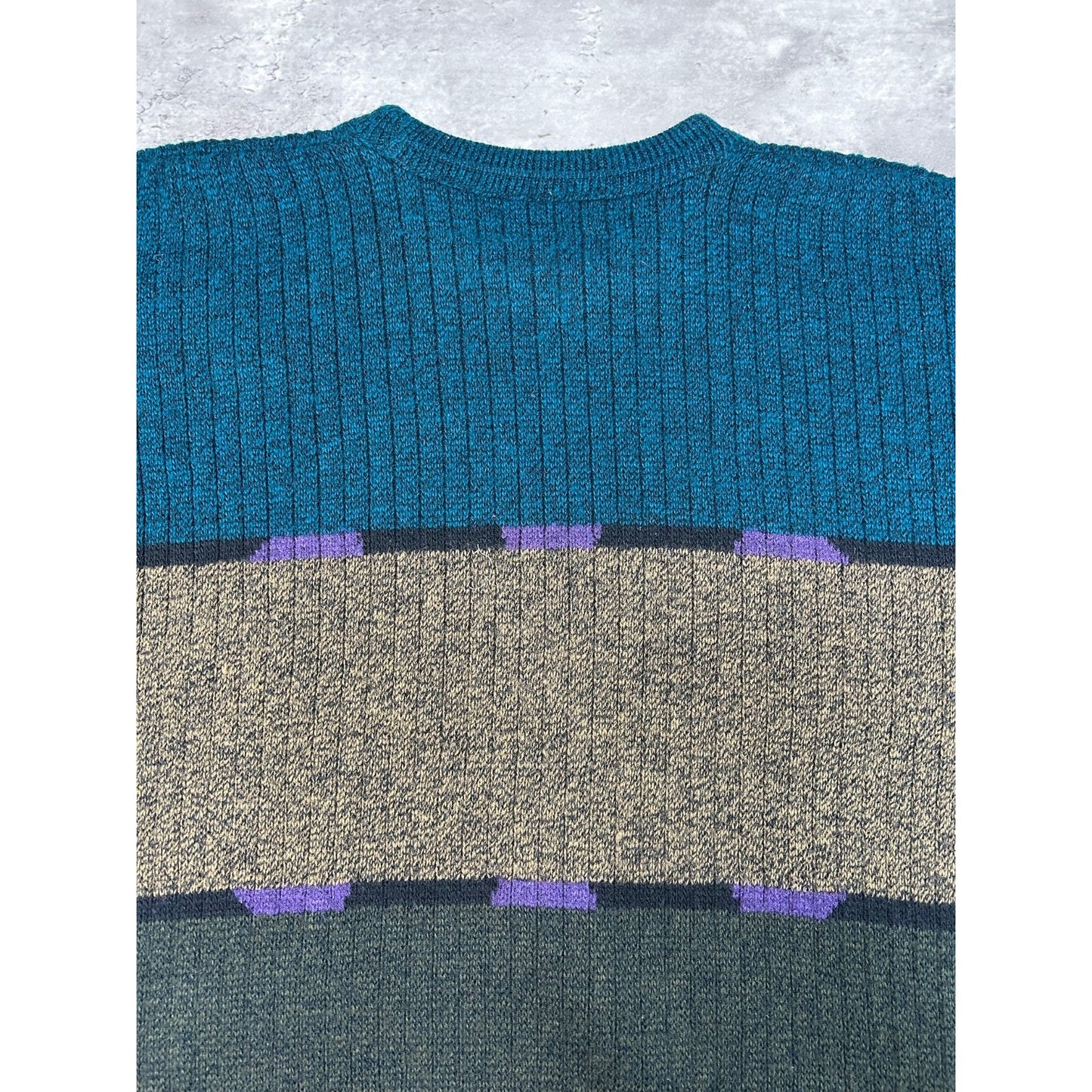 Vintage 90s Jantzen Abstract Print Striped Pullover Knit Sweater Size Medium