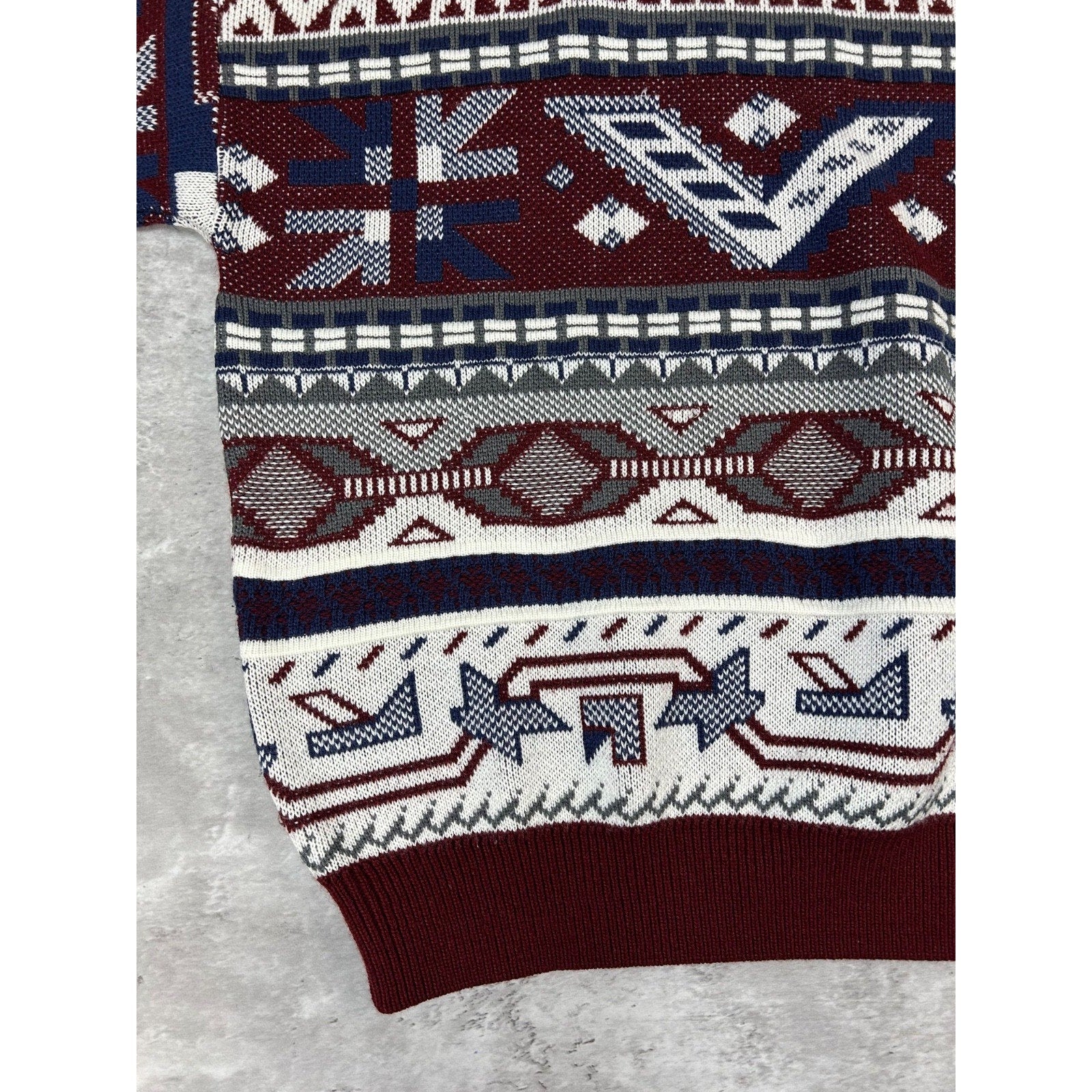 Vintage Towncraft Abstract Striped Print Pullover Knit Sweater Size Large