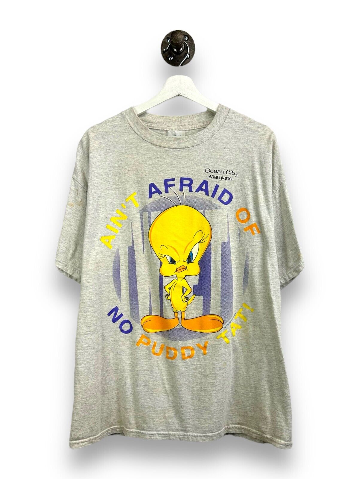 Vintage 1996 Looney Tunes Tweety Aint Afraid Of No Puddy Tat T-Shirt Size XL 90s