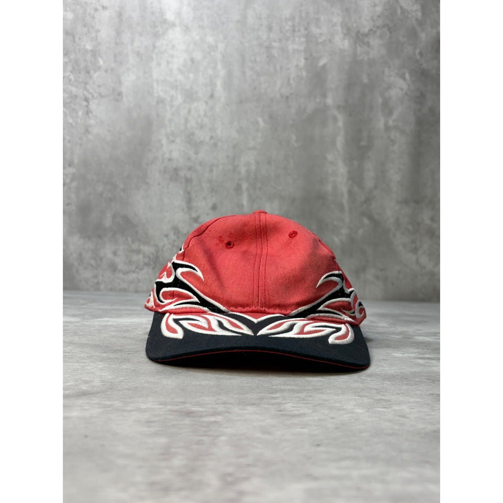 Vintage Blank Embroidered Flames Strapback Hat OSFA