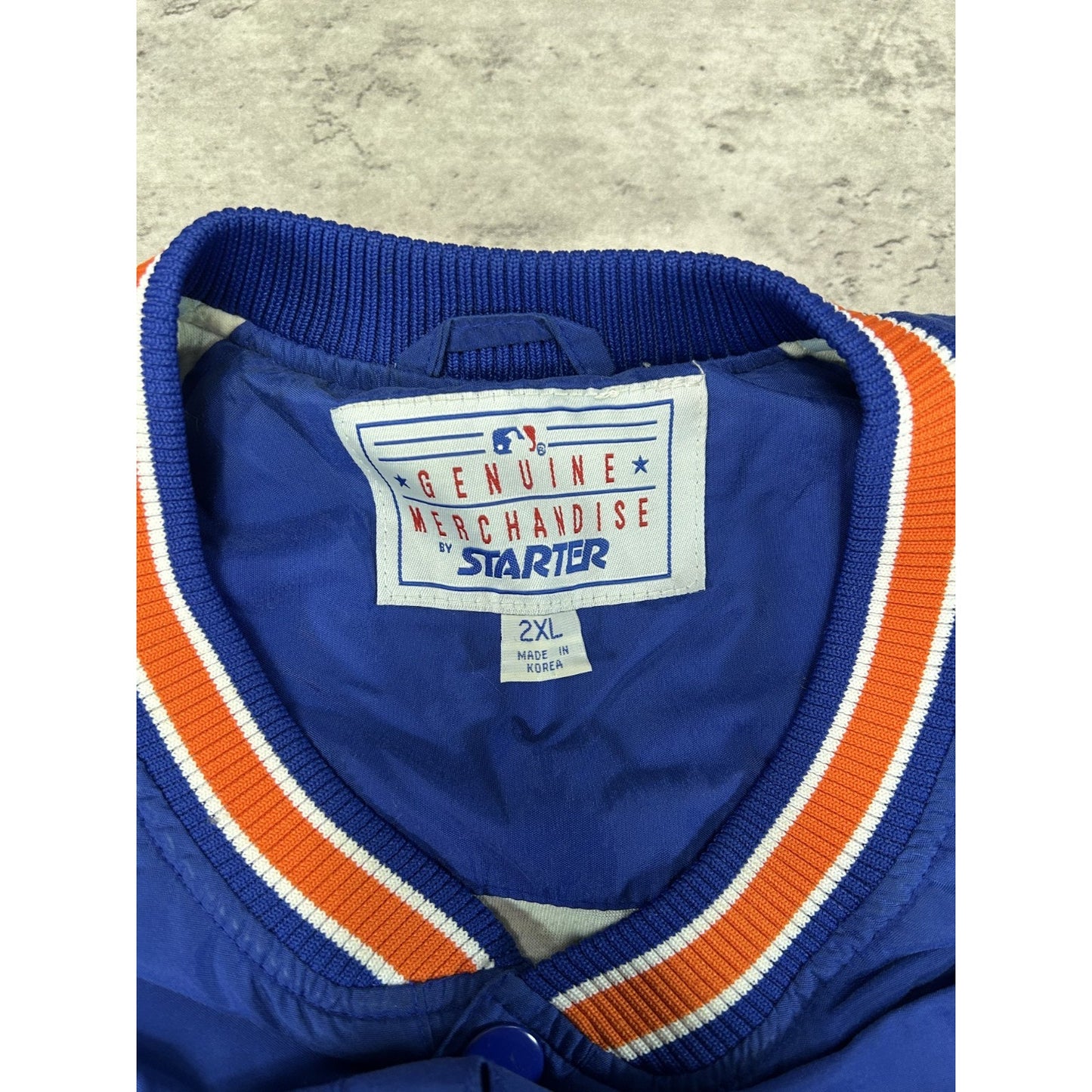 Vintage 90s New York Mets MLB Embroidered 1/4 Button Nylon Starter Jacket Sz 2XL