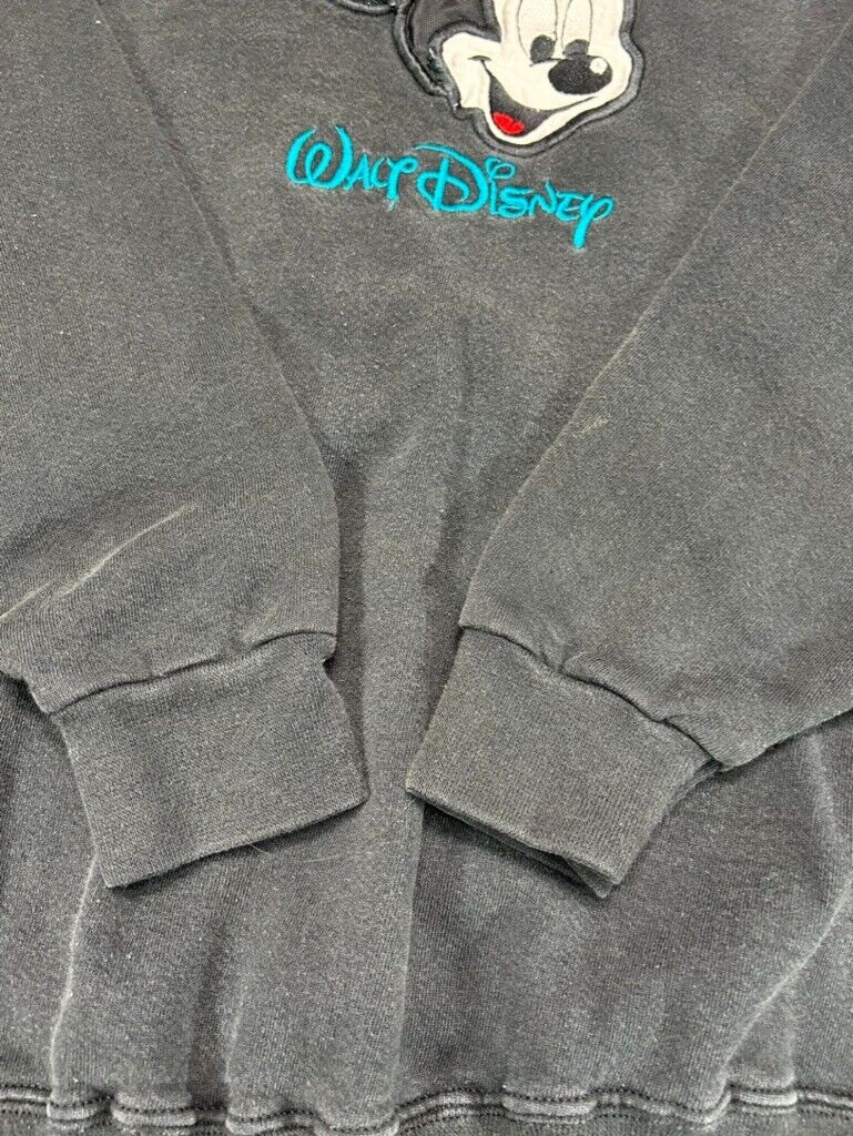 Vintage Disney Mickey Mouse Embroidered Character Spellout Sweatshirt Size Large