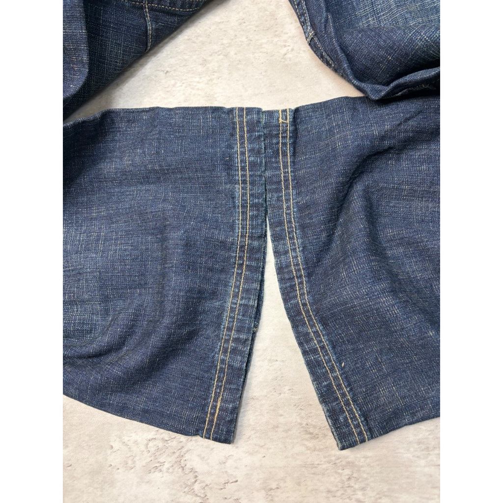 Vintage Y2K Womens Phat Farm Embroidered Spellout Dark Wash Denim Pants 29x31