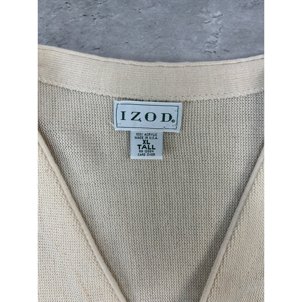 Vintage 80s/90s Izod Embroidered Crest Cardigan Knit Sweater Size XLT