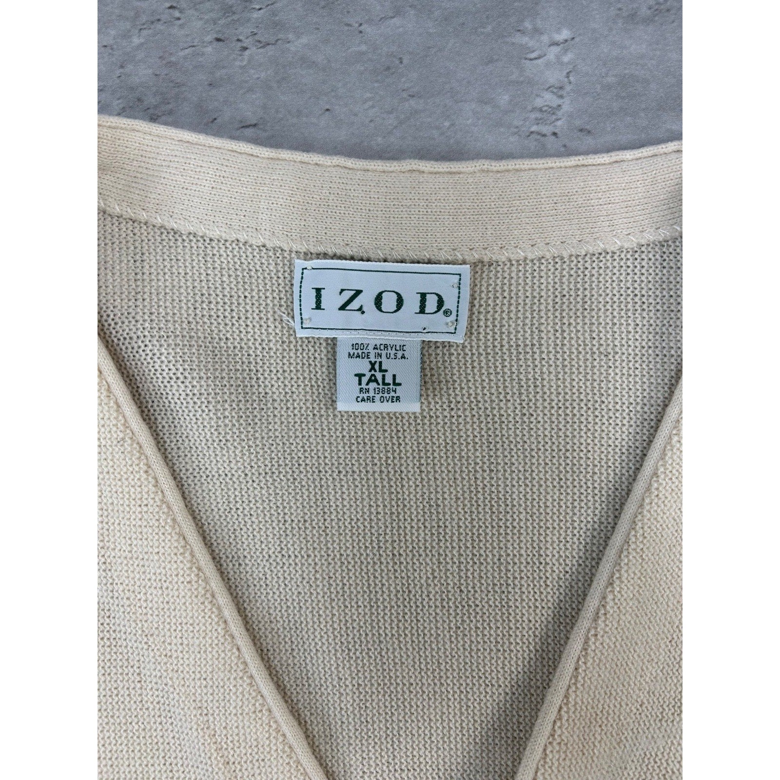 Vintage 80s/90s Izod Embroidered Crest Cardigan Knit Sweater Size XLT