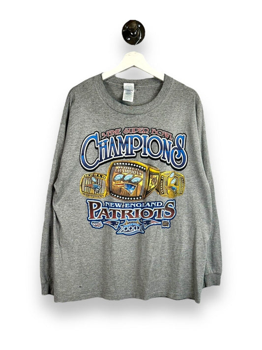 2005 New England Patriots NFL Super Bowl 3x Champs Ring Graphic T-Shirt Size XL