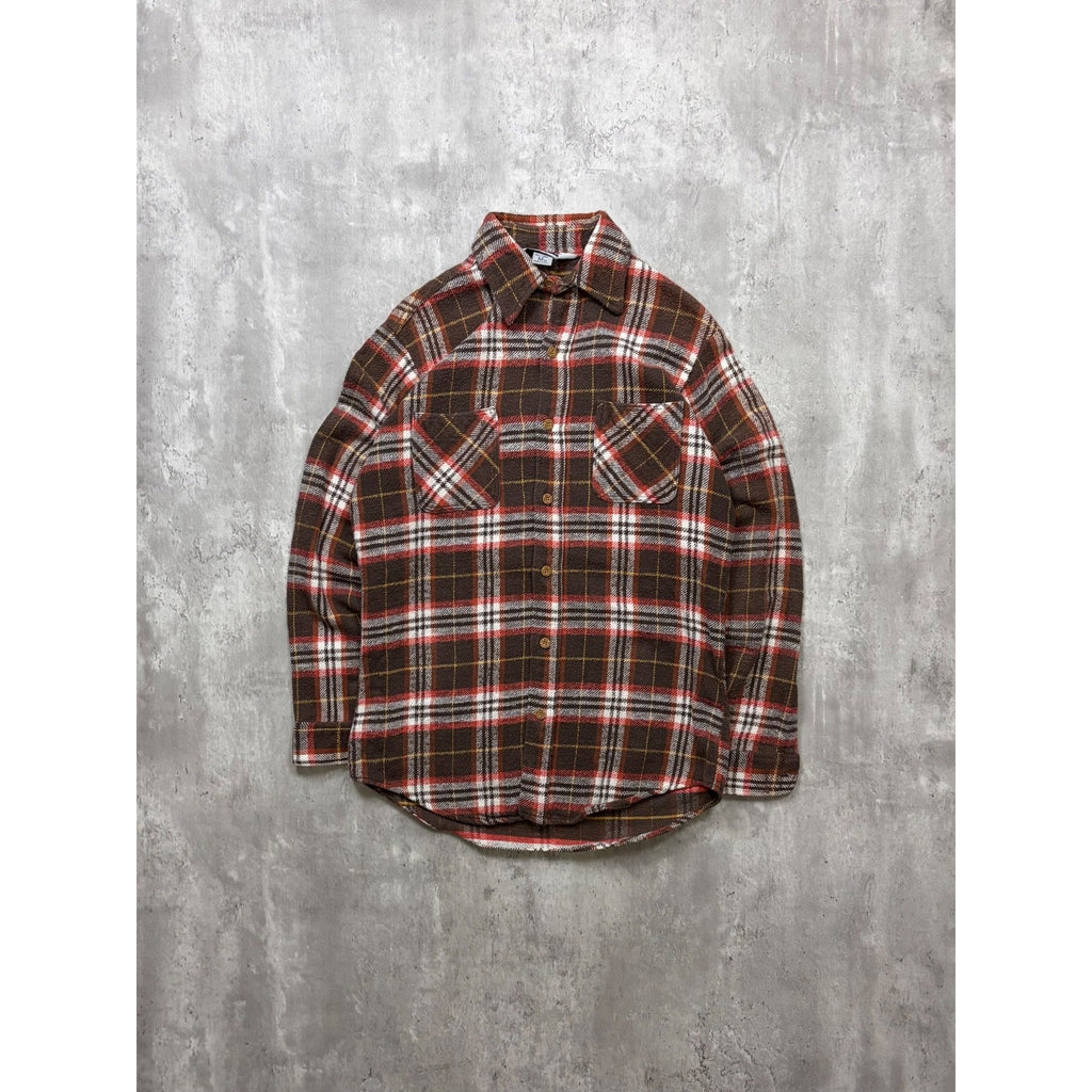 Vintage 1980s Big Mac JCPenney Brown Long Sleeve Button Up Shirt Size MT