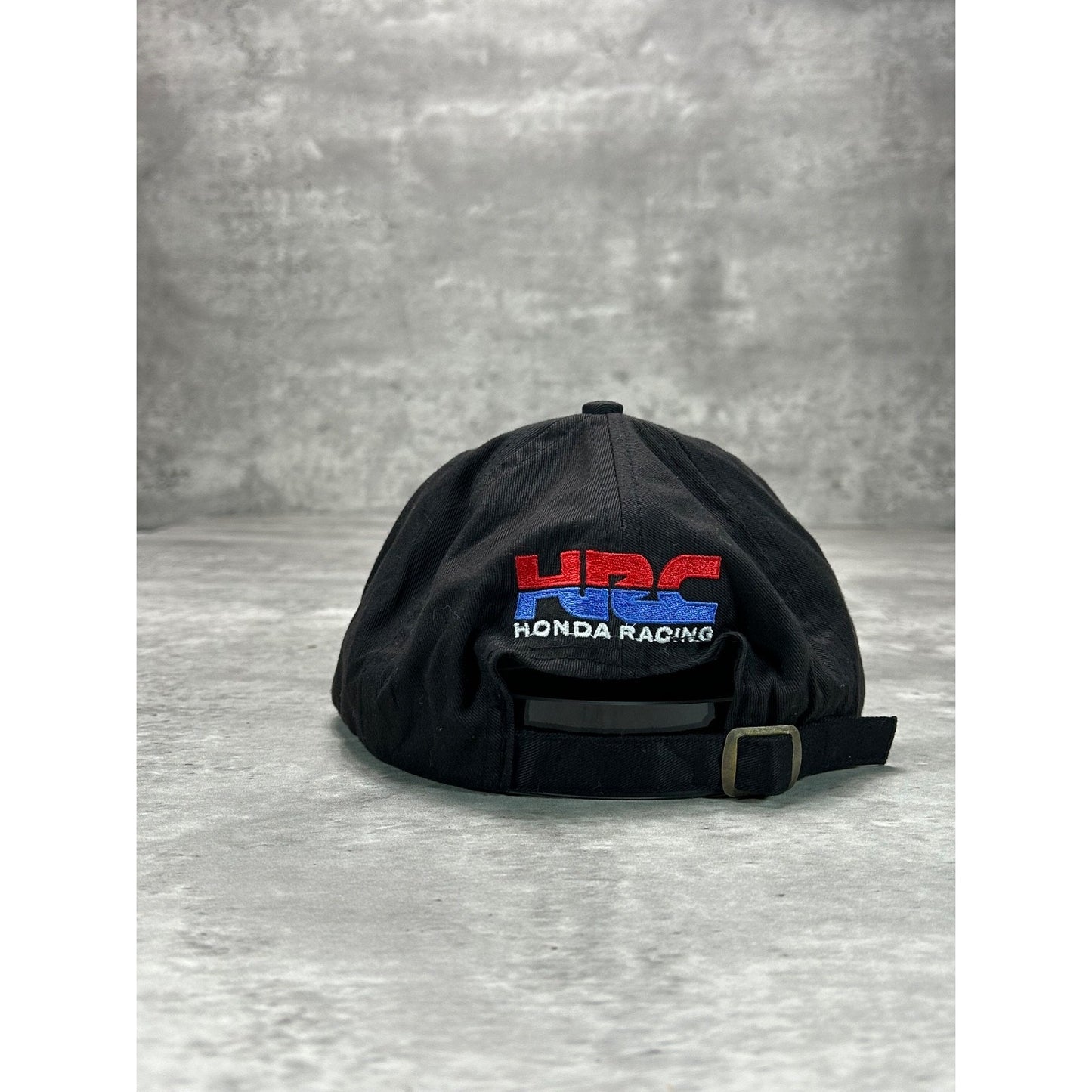Vintage Honda HRC Embroidered Spellout Racing Strapback Hat OSFA Black