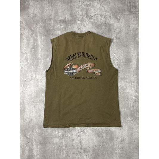 Vintage Harley Davidson Motorcycles Spellout Graphic Sleeveless T-Shirt Sz Large