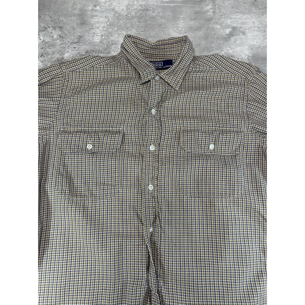 Vintage Polo Ralph Lauren Plaid Print Long Sleeve Button Up Shirt Size XL