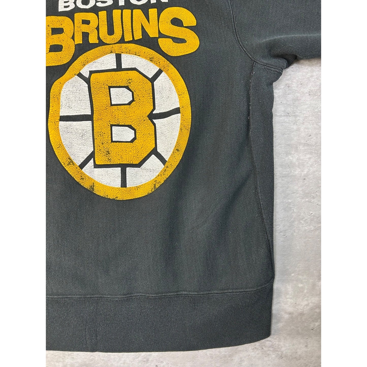 Vintage 90s Boston Bruins NHL Big Logo Spellout Hockey Sweatshirt Size Large