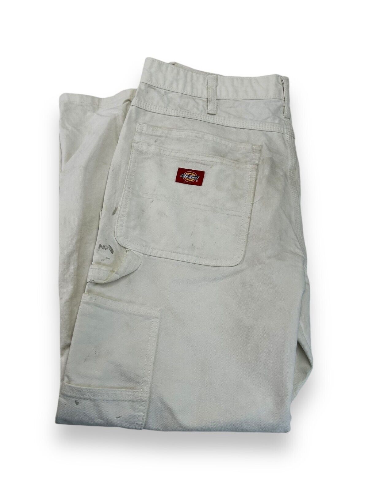 Dickies Flex Canvas Workwear Carpenter Painters Pants Size 34 White