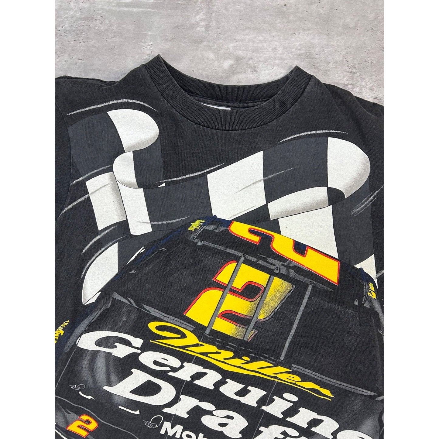 Vintage 90s Rusty Wallace #2 Nascar All Over Print Racing T-Shirt Size Medium