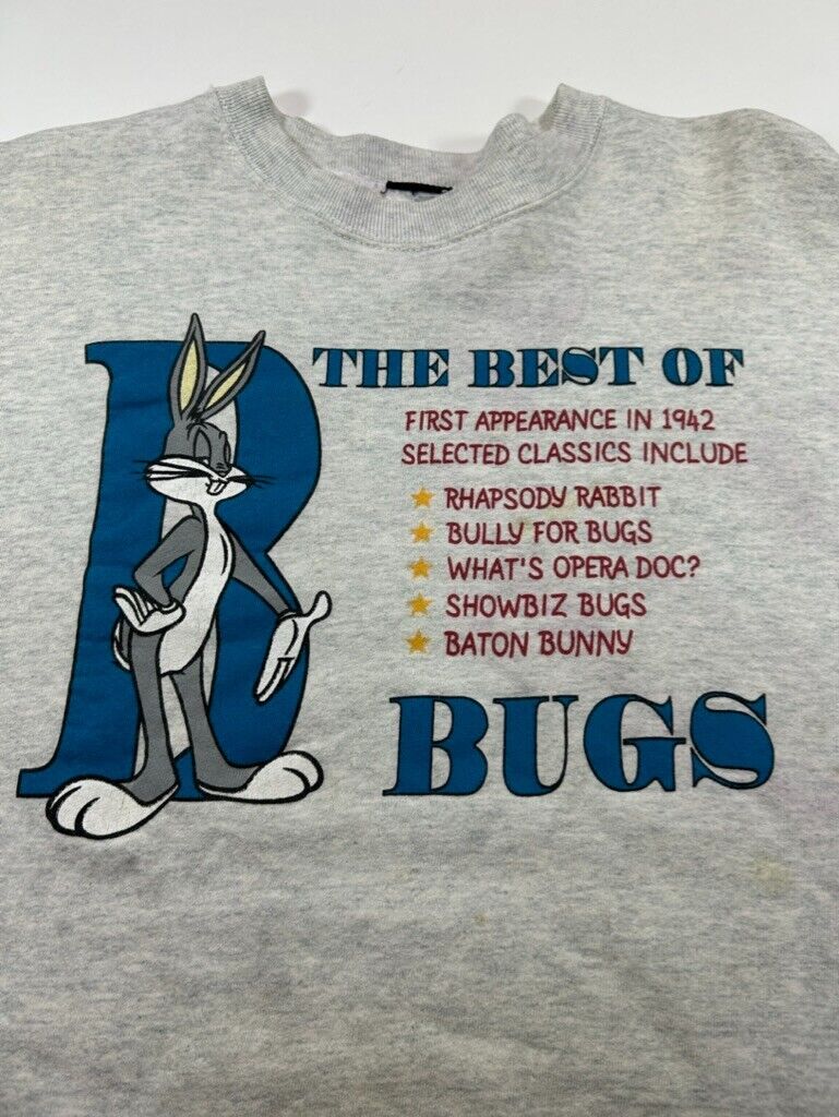 Vintage 90s Looney Tunes The Best Of Bugs Cartoon Graphic Sweatshirt Size XL