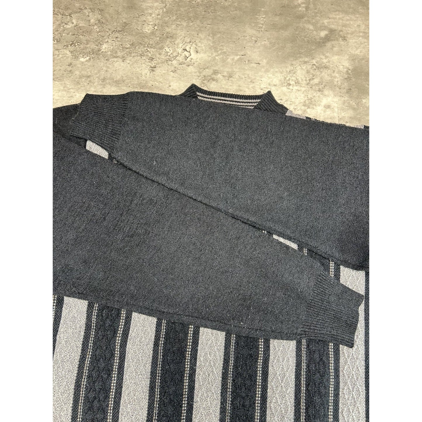 Vintage 90s Sergio Louis Italy Striped 1/4 Zip Knit Sweater Size Large