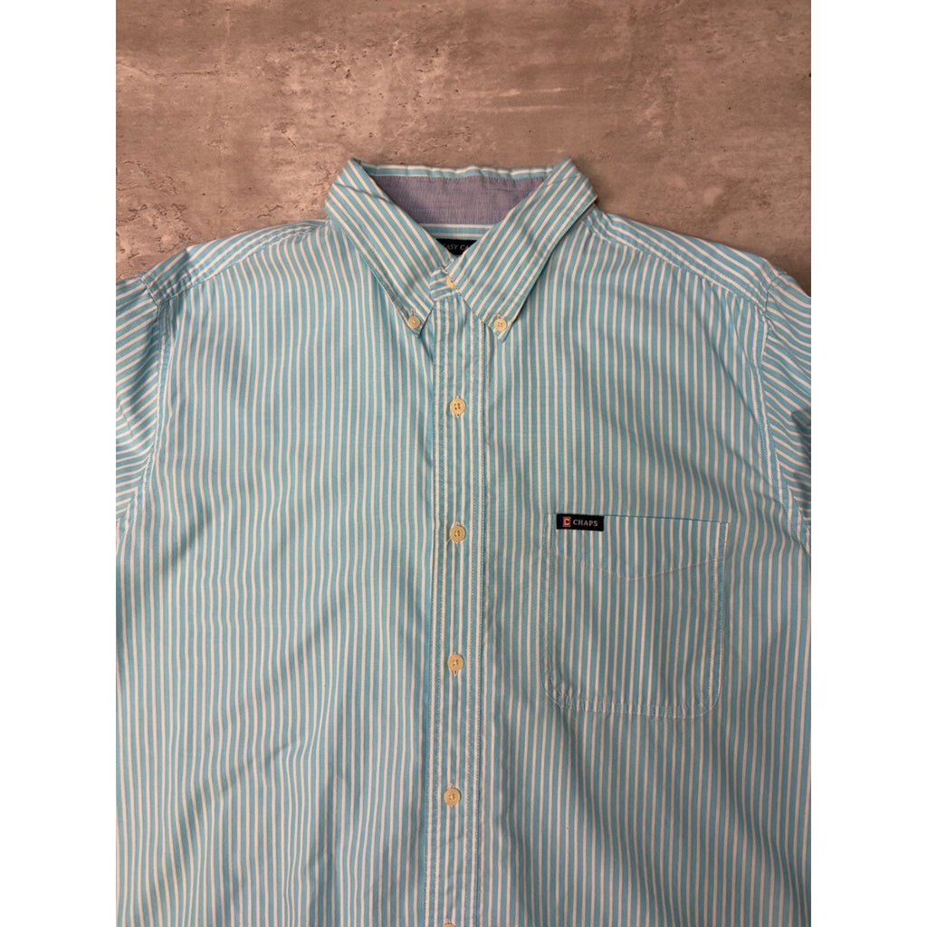 Vintage Chaps Striped Long Sleeve Cropped Button Up Shirt Size Large