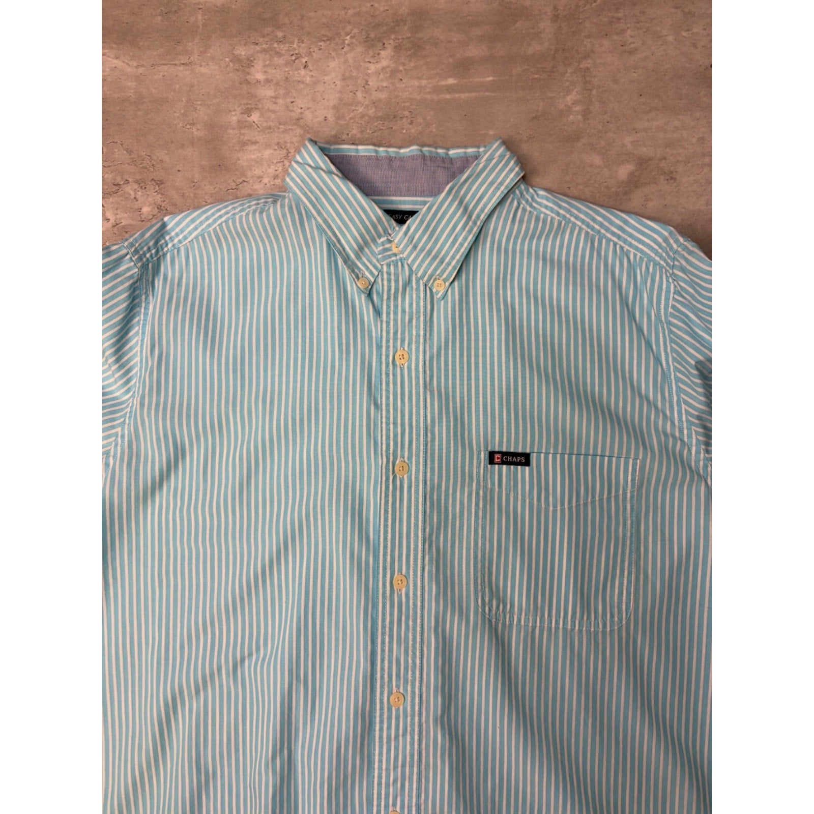 Vintage Chaps Striped Long Sleeve Cropped Button Up Shirt Size Large