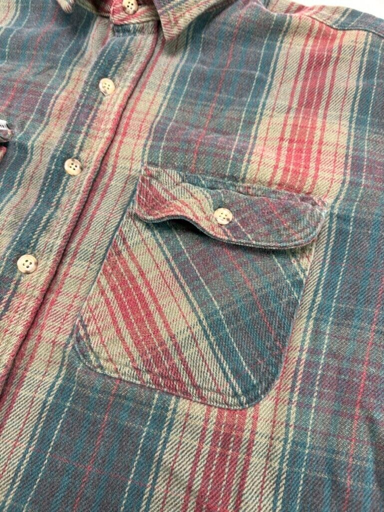 Vintage 80s/90s Carhartt Plaid Double Pocket Long Sleeve Button Up Shirt Sz XL