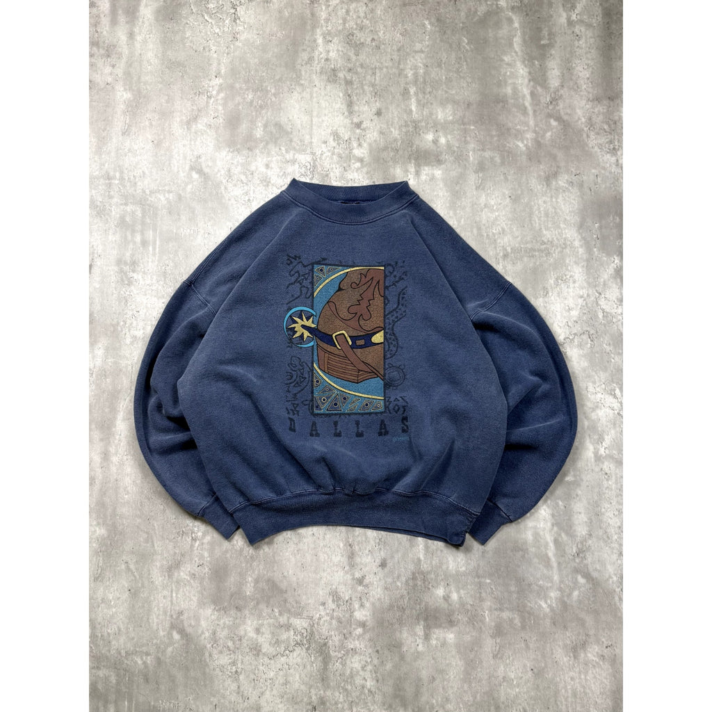 Vintage Dallas Cowboy Boot Art Graphic Destination Sweatshirt Size Large