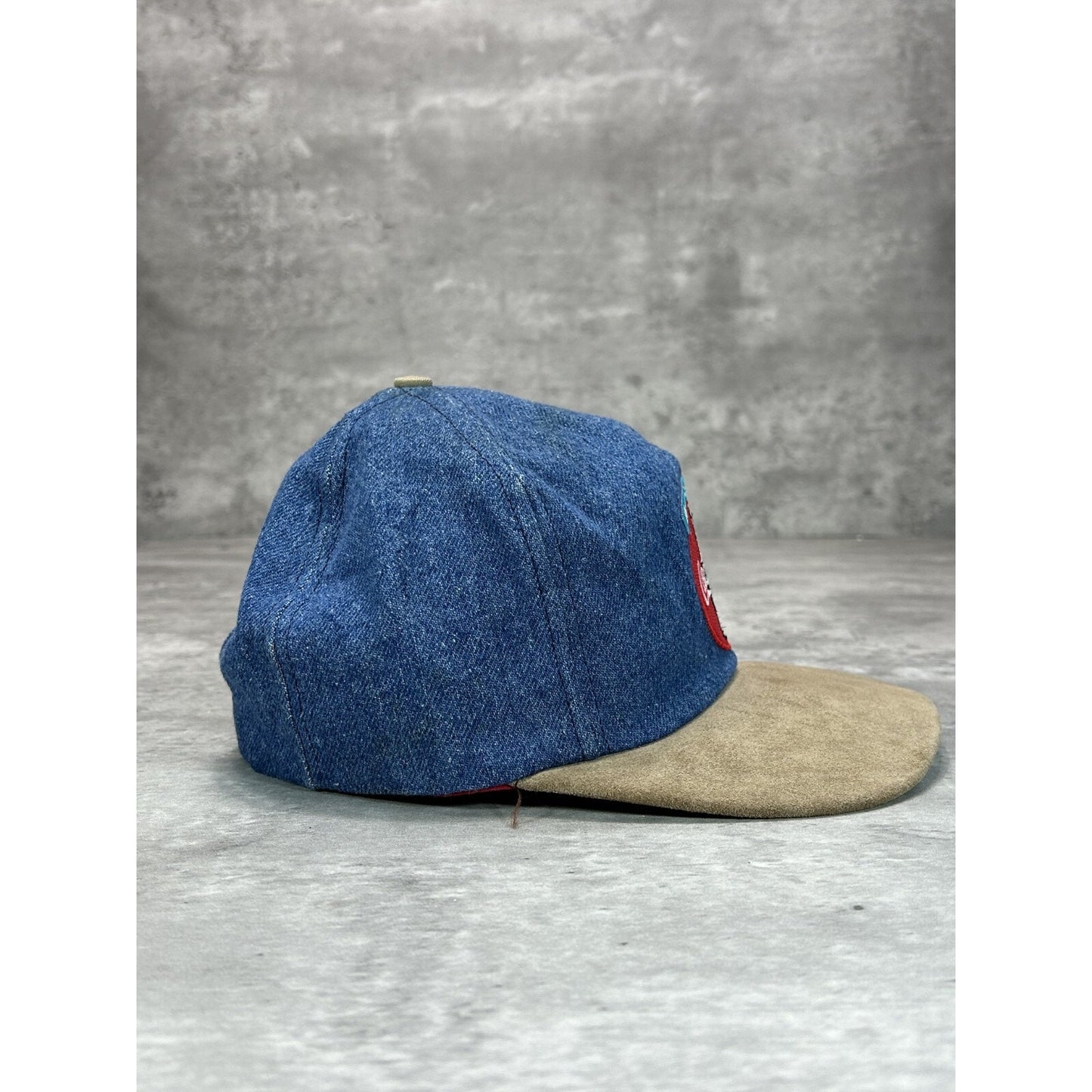 Vintage 90s Coca Cola Embroidered Spellout Logo Denim Snapback Hat OSFA