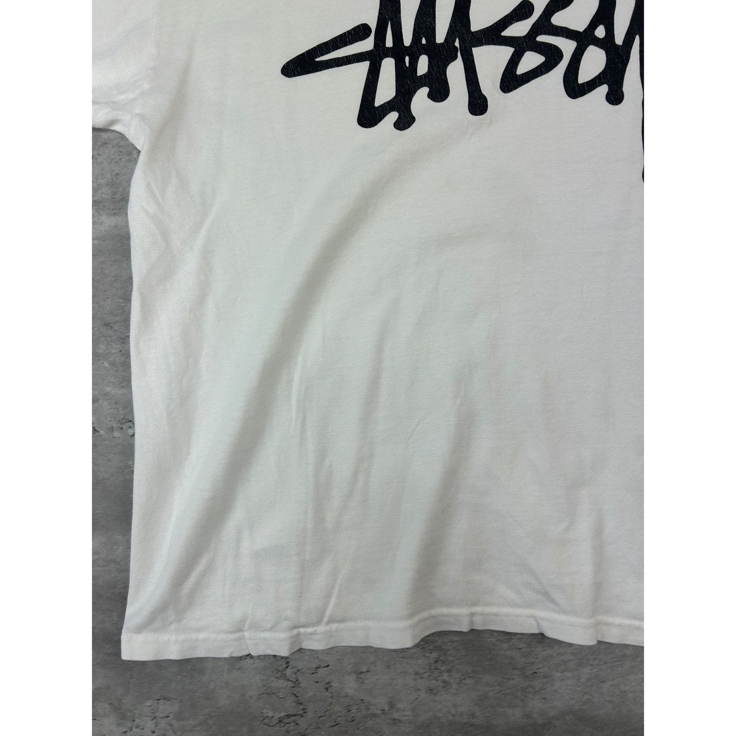 Vintage Stussy Classic Spellout Logo T-Shirt Size Large White