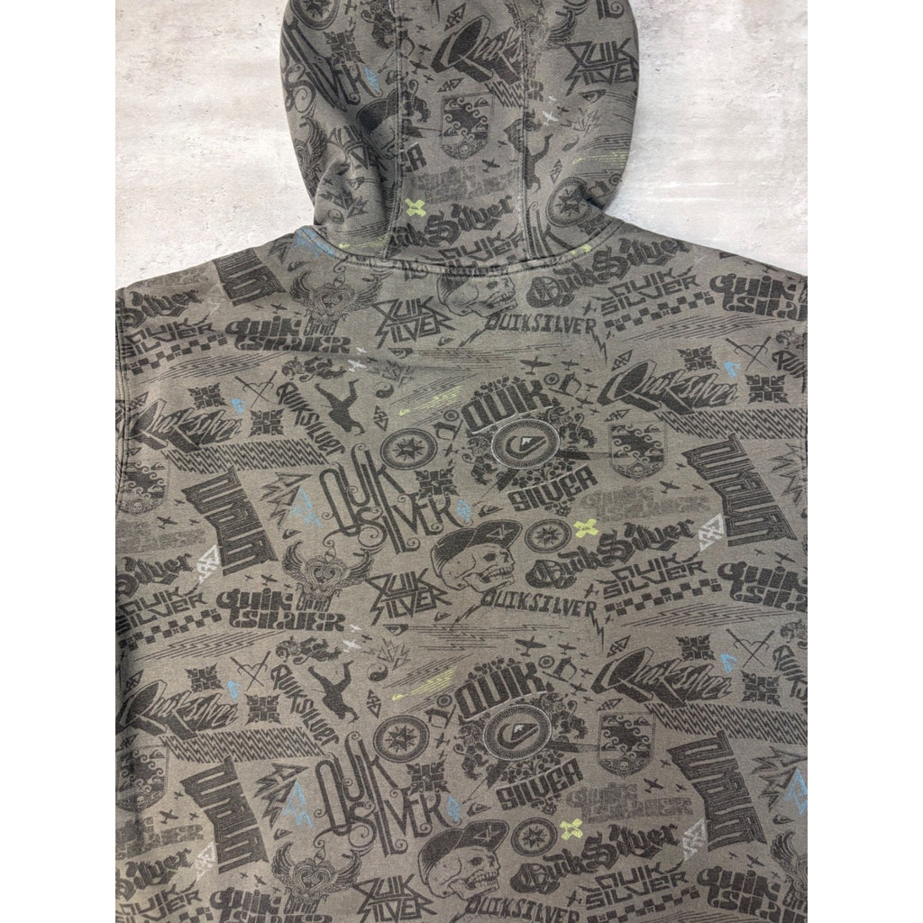 Vintage Y2K Quiksilver All Over Print Full Zip Hooded Sweatshirt Size XL