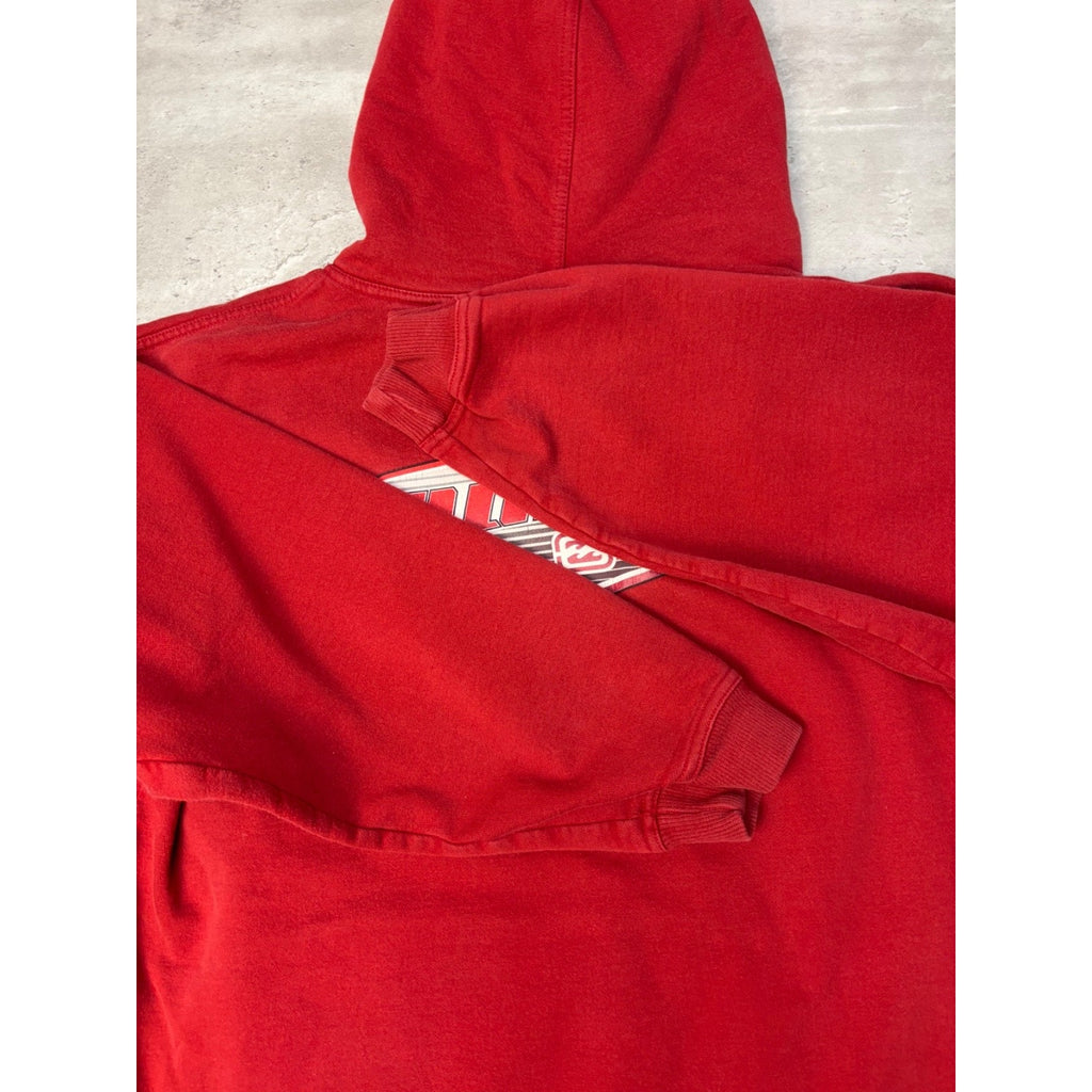 Vintage Y2K Billabong Middle Logo Pullover Hooded Red Sweatshirt Size Large