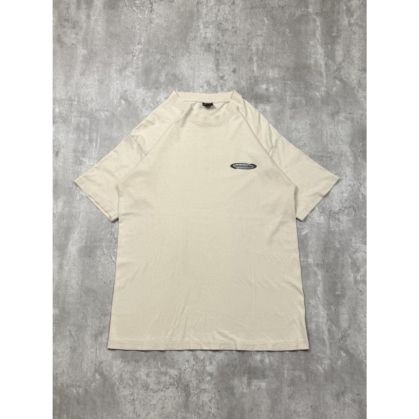 Vintage 90s Quiksilver Surfing Spellotu Graphic Earth Tone T-Shirt Size Large