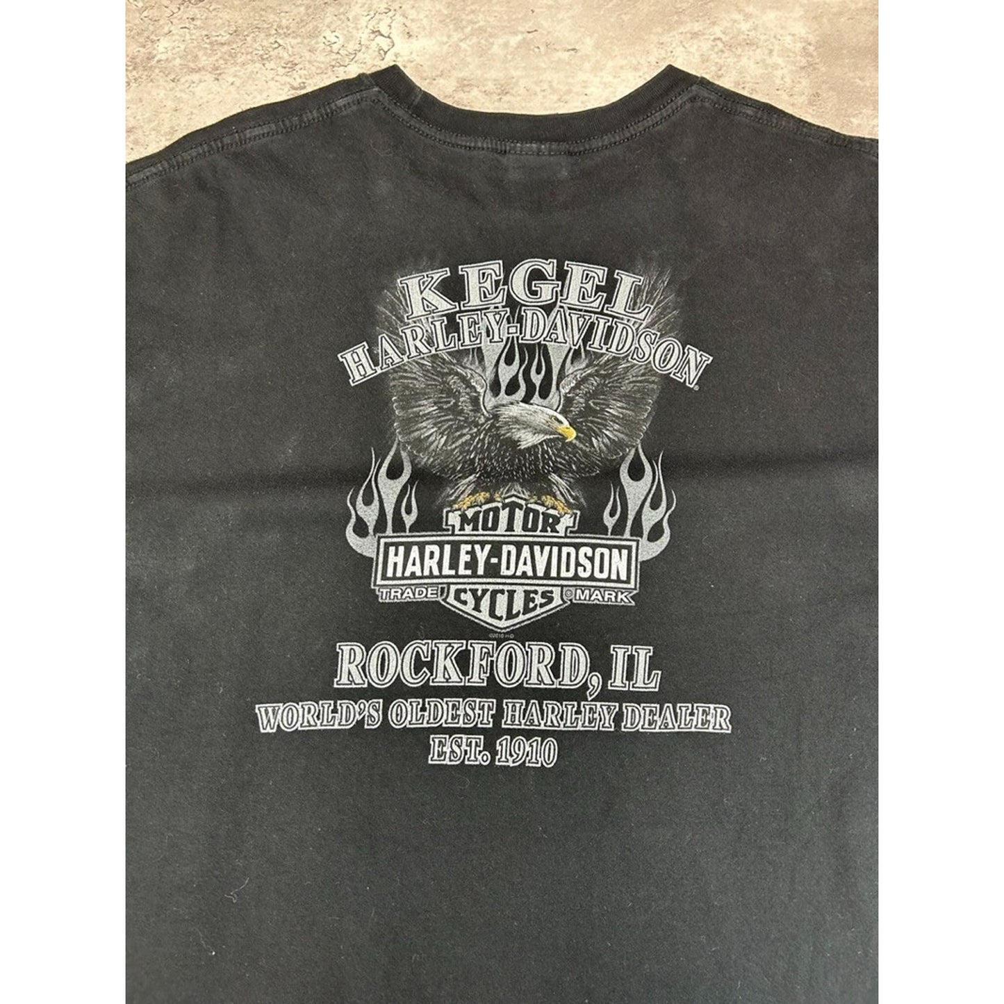 Harley Davidson Motorcycles Flaming Bald Eagle Graphic T-shirt Size XL Black