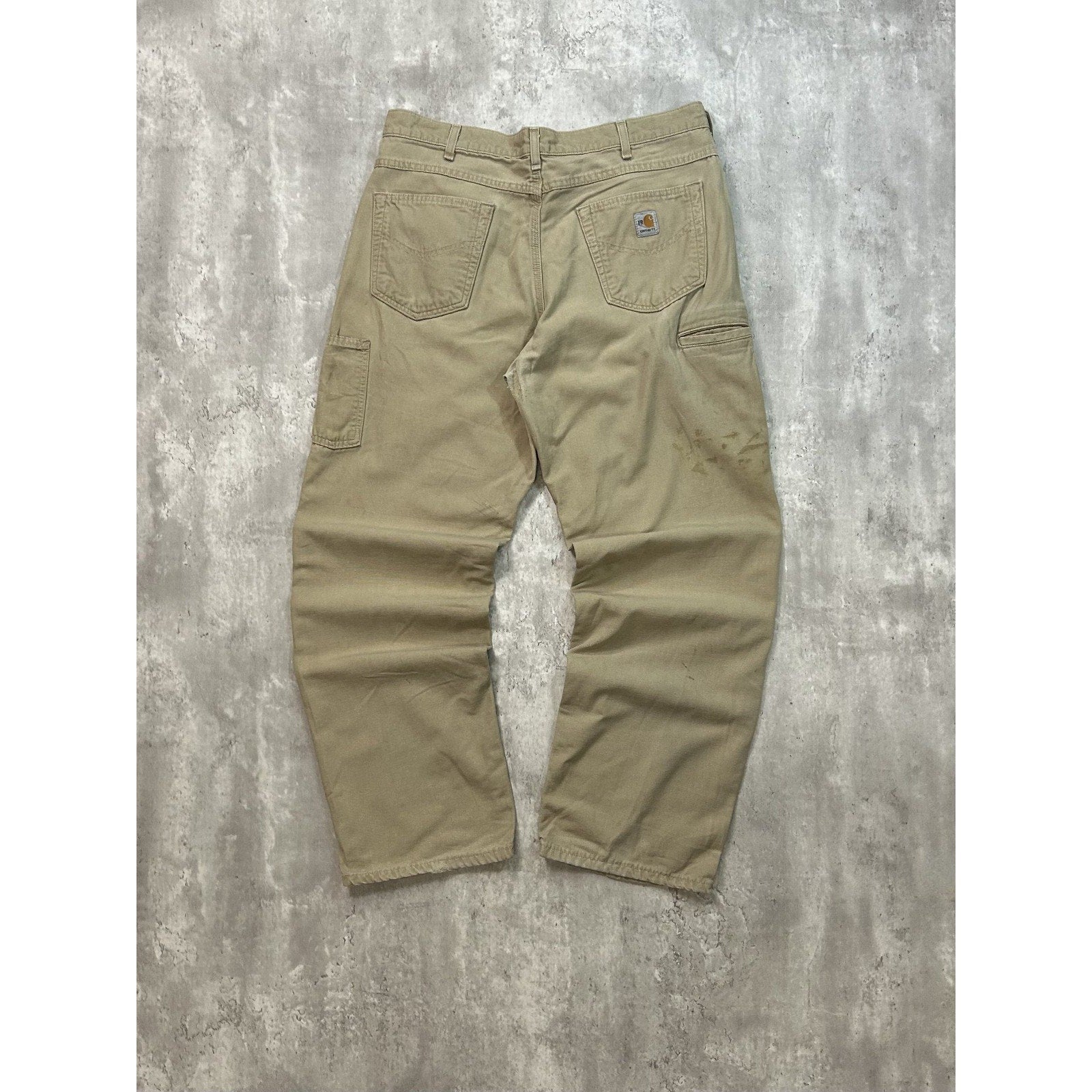 Vintage Carhartt FR Canvas Workwear Beige Five Pocket Pants Size 37