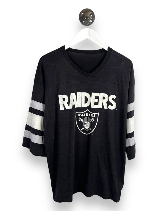 Vintage 90s Oakland Raiders NFL Graphic Spellout Jersey Style T-Shirt Size XL